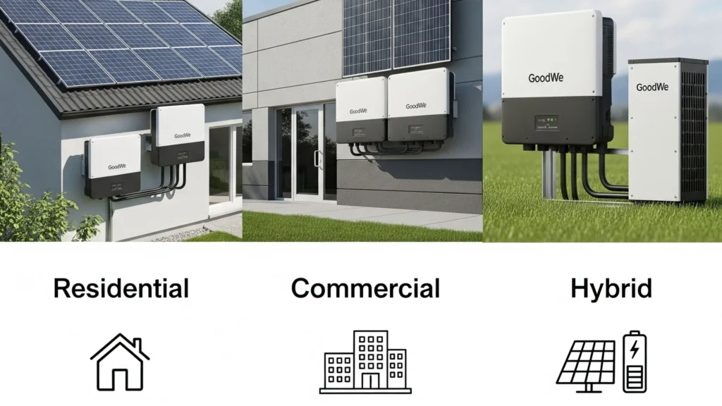 GoodWe solar inverter types for residential and commercial use