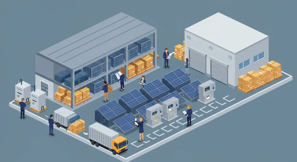 Bulk solar panels and inverters procurement and supply process